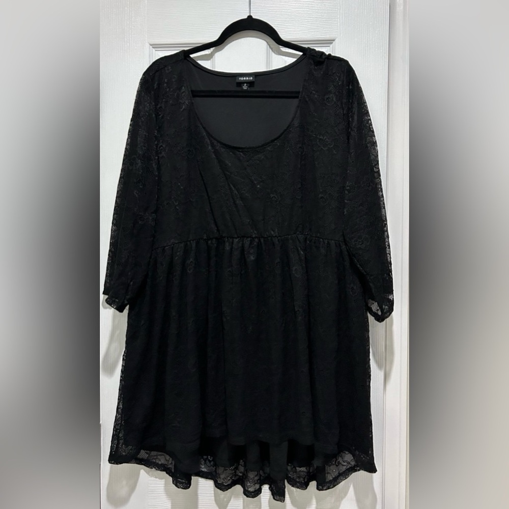 Torrid Black Lace Long Sleeve Mini Skater Dress Womens Size 2X